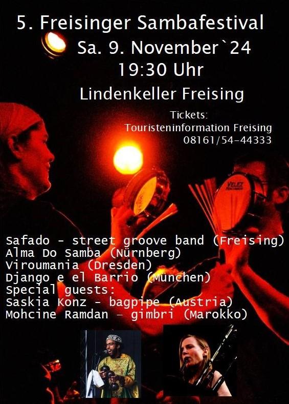 Flyer Sambafest im Freisinger Lindenkeller am 09.11.2024